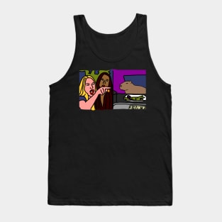 Capybara and Woman Yelling at Cat Funny Memes Tank Top